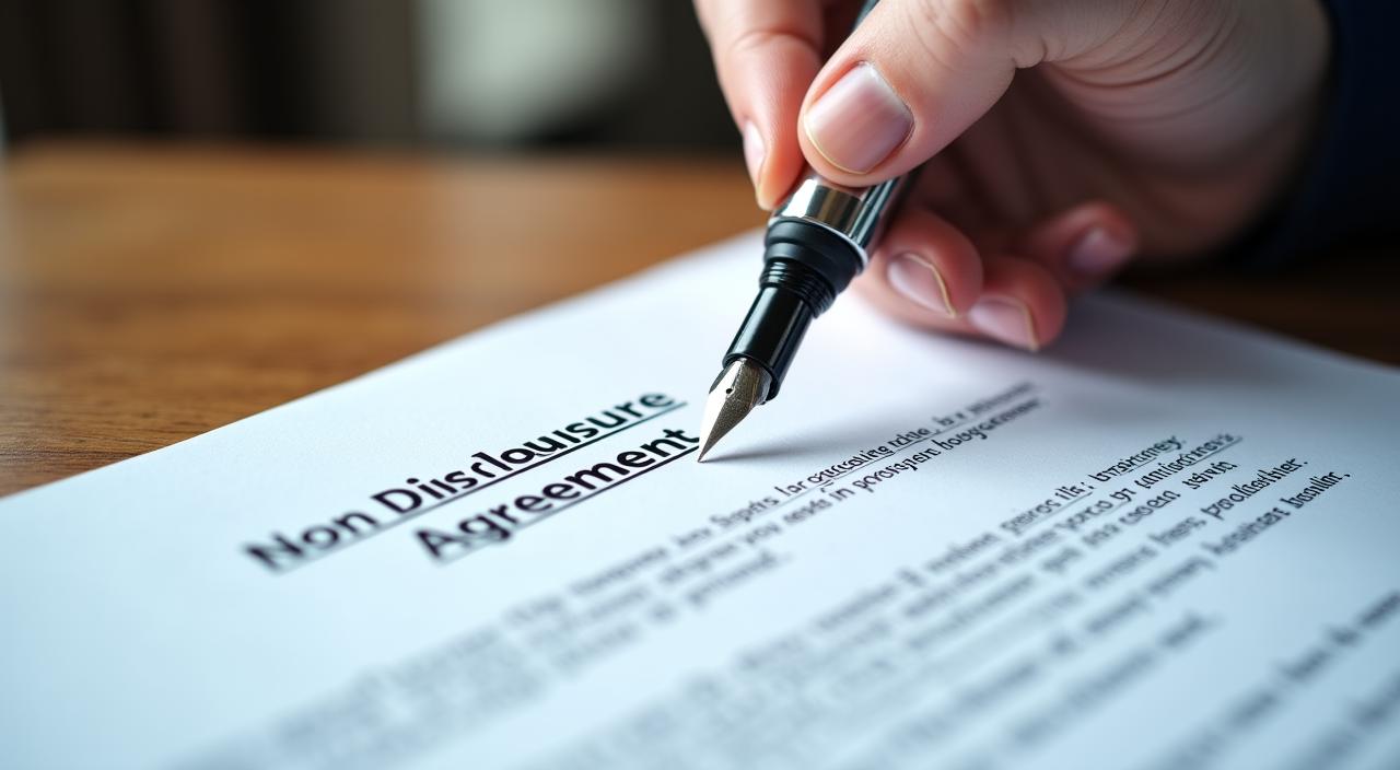 Close up of a professional signing a legal Non-Disclosure Agreement
